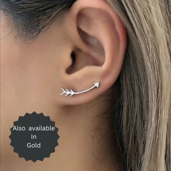Curved Arrow Ear Climbers, choice of color - Picture 2 of 8
